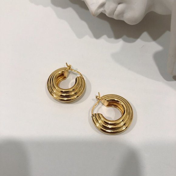 *NEW 925 Sterling Silver Textured Hoop Earrings C - Picture 3 of 7